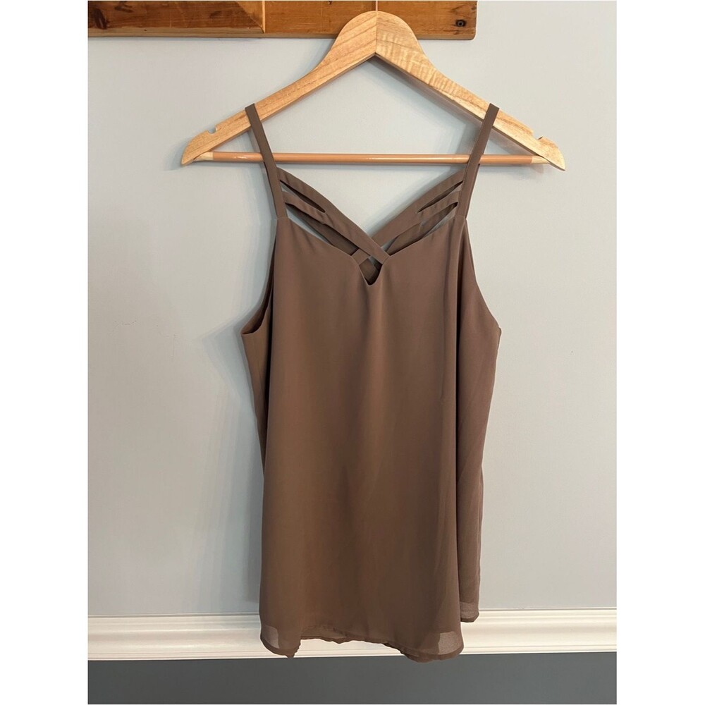 Strappy Going Out Cami Taupe Flowy Night Out Top Size Small Y2K